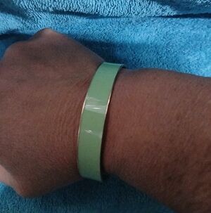 Green Bangle Bracelet Brass Enamel